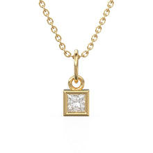 Load image into Gallery viewer, 0.25ct Princess Cut Diamond 14K Solid Gold Necklace – Handmade Fine Jewelry Anniversary Gift for Her / Square April Birthstone Present