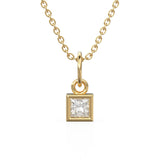 0.25ct Princess Cut Diamond 14K Solid Gold Necklace – Handmade Fine Jewelry Anniversary Gift for Her / Square April Birthstone Present