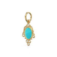 Load image into Gallery viewer, 18k Gold Oval Turquoise with Diamond Pendant Necklace, 14K Turquoise Jewelry, Dainty Delicate Handmade Charm Pendant, December Birthstone