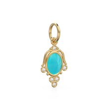 Load image into Gallery viewer, 18k Gold Oval Turquoise with Diamond Pendant Necklace, 14K Turquoise Jewelry, Dainty Delicate Handmade Charm Pendant, December Birthstone