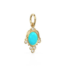 Load image into Gallery viewer, 18k Gold Oval Turquoise with Diamond Pendant Necklace, 14K Turquoise Jewelry, Dainty Delicate Handmade Charm Pendant, December Birthstone