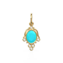 Load image into Gallery viewer, 18k Gold Oval Turquoise with Diamond Pendant Necklace, 14K Turquoise Jewelry, Dainty Delicate Handmade Charm Pendant, December Birthstone