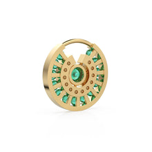 Load image into Gallery viewer, 14K Solid Gold Emerald and Diamond Circle Pendant – Luxury Green Gemstone Hoop Cahrm for Necklace or Earring, May Birthstone Jewelry