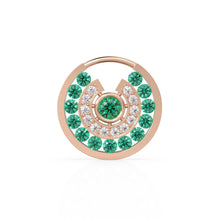 Load image into Gallery viewer, 14K Solid Gold Emerald and Diamond Circle Pendant – Luxury Green Gemstone Hoop Cahrm for Necklace or Earring, May Birthstone Jewelry