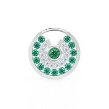 Load image into Gallery viewer, 14K Solid Gold Emerald and Diamond Circle Pendant – Luxury Green Gemstone Hoop Cahrm for Necklace or Earring, May Birthstone Jewelry