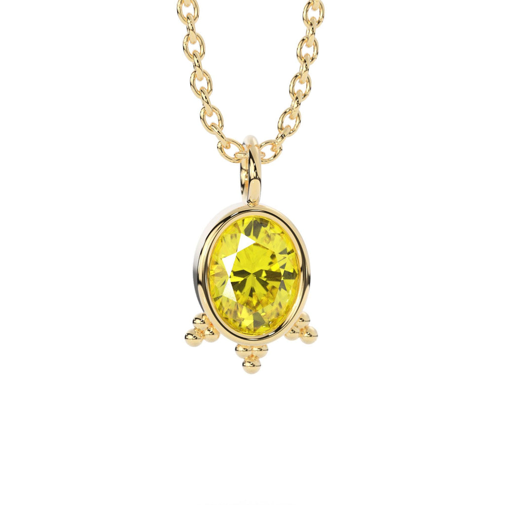 2.54ct 14K Solid Gold Natural Yellow Sapphire Necklace – Luxury Heirloom Fine Jewelry Anniversary Gift for Her / Oval September Birthstone