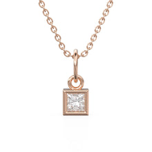 Load image into Gallery viewer, 0.25ct Princess Cut Diamond 14K Solid Gold Necklace – Handmade Fine Jewelry Anniversary Gift for Her / Square April Birthstone Present