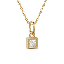 Load image into Gallery viewer, 0.25ct Princess Cut Diamond 14K Solid Gold Necklace – Handmade Fine Jewelry Anniversary Gift for Her / Square April Birthstone Present
