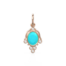 Load image into Gallery viewer, 18k Gold Oval Turquoise with Diamond Pendant Necklace, 14K Turquoise Jewelry, Dainty Delicate Handmade Charm Pendant, December Birthstone