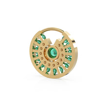 Load image into Gallery viewer, 14K Solid Gold Emerald and Diamond Circle Pendant – Luxury Green Gemstone Hoop Cahrm for Necklace or Earring, May Birthstone Jewelry