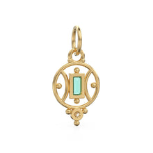 Load image into Gallery viewer, 18k Emerald Baguette Gold Pendant / 14k Yellow Solid Gold Charm / Antique Tribal Handmade May Birthstone Gift for her / Diamond Gold Amulet