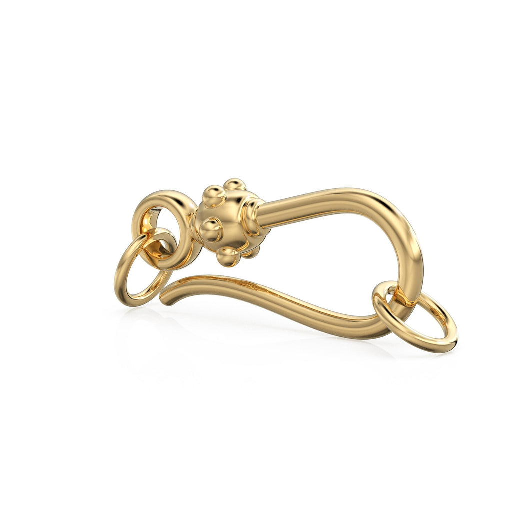 20mm HUGE Tribal Hook 18k Solid Gold Clasp / Handmade Old Fashioned Antique Lock for Necklace / Jewelry Making Supplies / Findings