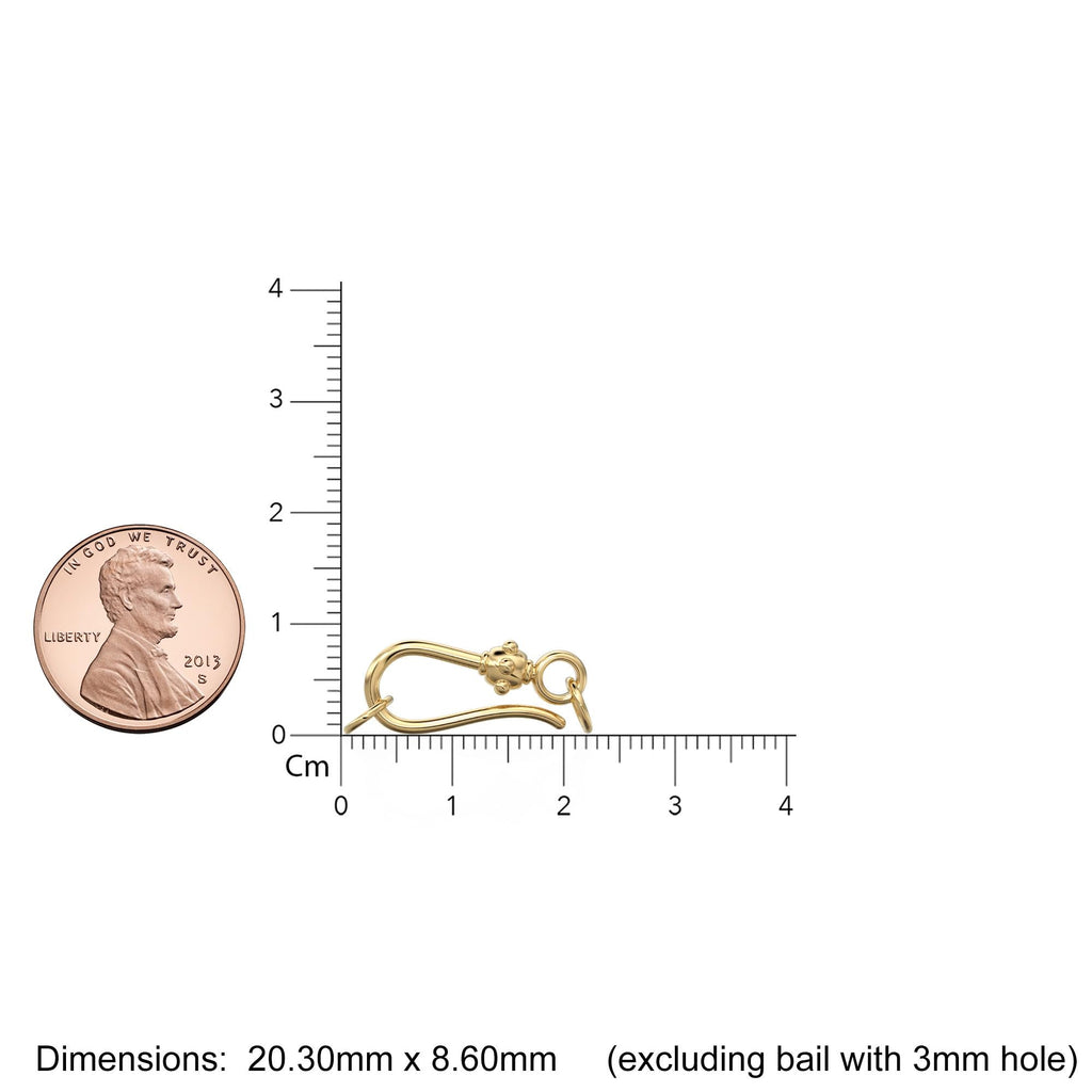 20mm HUGE Tribal Hook 18k Solid Gold Clasp / Handmade Old Fashioned Antique Lock for Necklace / Jewelry Making Supplies / Findings