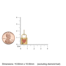 Load image into Gallery viewer, 18k Solid Gold Red Ruby Heart Padlock Charm Pendant, Pavé Lock Pendant Heart Design, Luxury Gold Ruby Jewelry for Necklace or Bracelet