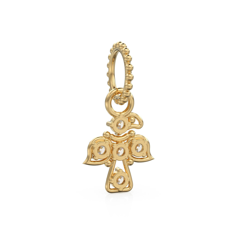 18k Solid Gold Angel Bird Charm Pendant with Natural Diamonds / Minimalist Dainty Jewelry, Moon Knight Inspired Gold Necklace Charm