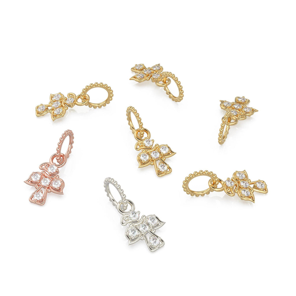 18k Solid Gold Angel Bird Charm Pendant with Natural Diamonds / Minimalist Dainty Jewelry, Moon Knight Inspired Gold Necklace Charm