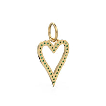 Load image into Gallery viewer, 14K Solid Gold Heart Pendant With Natural Emeralds, Open Outline Charm, Dainty Gemstone Jewelry, May Birthstone, Anniversary Gift For Her