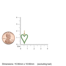 Load image into Gallery viewer, 14K Solid Gold Heart Pendant With Natural Emeralds, Open Outline Charm, Dainty Gemstone Jewelry, May Birthstone, Anniversary Gift For Her
