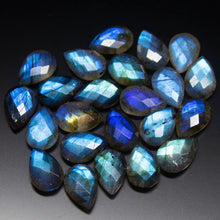 Load image into Gallery viewer, labradorite (natural) faceted pear drop gemstone beads - Jalvi &amp; Co.