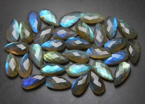 labradorite (natural) faceted pear drop gemstone beads - Jalvi & Co.