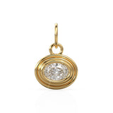 0.50 carat Natural Diamond Charms 14k Yellow Solid Gold Bubble Bezel Charm Pendant Brilliant Oval Diamond Bezel 18K Gold Jewelry Finding