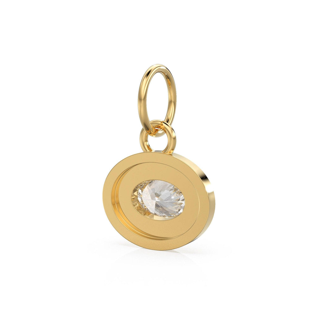 0.50 carat Natural Diamond Charms 14k Yellow Solid Gold Bubble Bezel Charm Pendant Brilliant Oval Diamond Bezel 18K Gold Jewelry Finding - Jalvi & Co.
