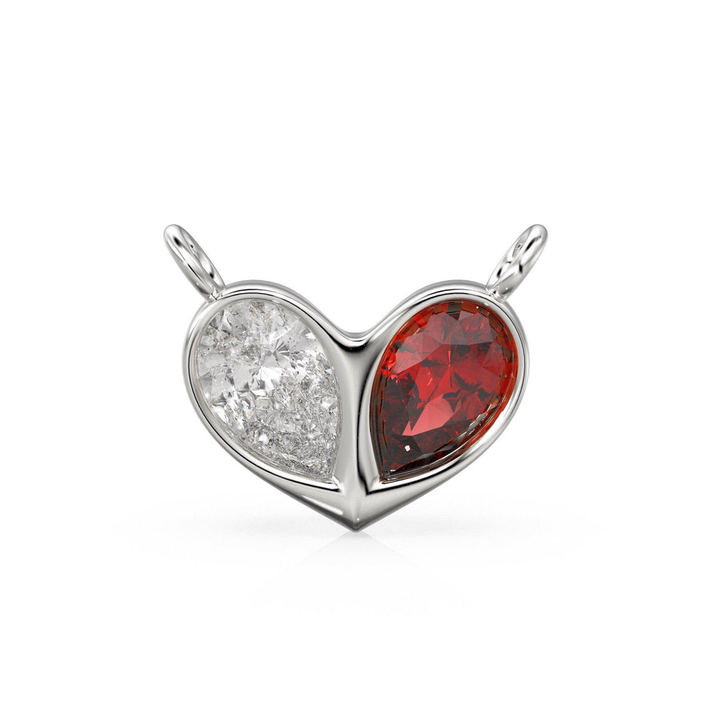 0.70ct Jumbo Sweetheart Ruby Diamond Heart Solid Gold Pendant Gift for him or her / Love Charm - Jalvi & Co.