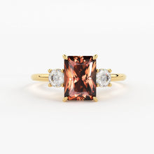 Load image into Gallery viewer, 1.1 Carat Red Orange Padparadscha Sapphire Luxury Ring / Unique Yellow Gold Sapphire Ring / Engagement Ring / Sapphire and Diamonds Ring - Jalvi &amp; Co.
