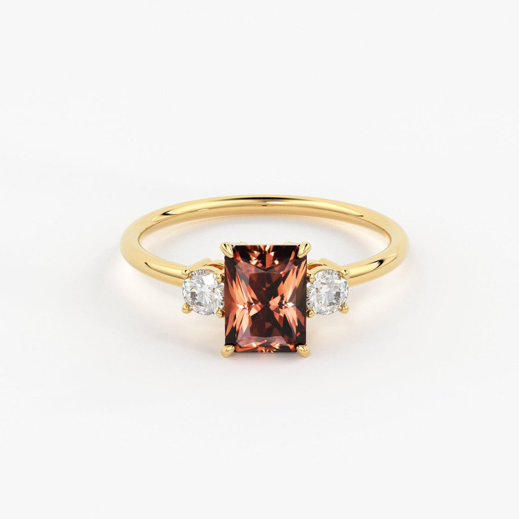 1.1 Carat Red Orange Padparadscha Sapphire Luxury Ring / Unique Yellow Gold Sapphire Ring / Engagement Ring / Sapphire and Diamonds Ring - Jalvi & Co.