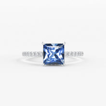 Load image into Gallery viewer, 1.268 Carat Princess Cut Blue Sapphire Luxury Ring / Unique White Gold Sapphire Ring / Engagement Ring / Sapphire Diamond Cocktail Ring - Jalvi &amp; Co.
