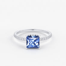 Load image into Gallery viewer, 1.268 Carat Princess Cut Blue Sapphire Luxury Ring / Unique White Gold Sapphire Ring / Engagement Ring / Sapphire Diamond Cocktail Ring - Jalvi &amp; Co.