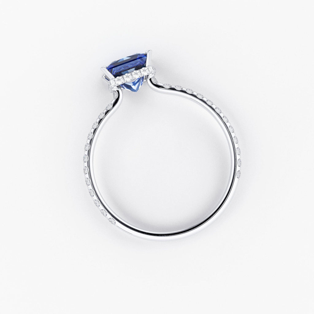 1.268 Carat Princess Cut Blue Sapphire Luxury Ring / Unique White Gold Sapphire Ring / Engagement Ring / Sapphire Diamond Cocktail Ring - Jalvi & Co.