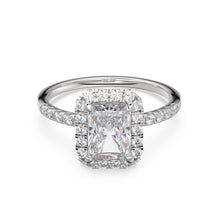 Load image into Gallery viewer, 1 Carat GIA Radiant Cut Diamond Halo Engagement Ring, Solid Gold Engagement Ring, GIA Certified Diamond Ring, Real Solitaire Diamond Ring, - Jalvi & Co.