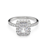 1 Carat GIA Radiant Cut Diamond Halo Engagement Ring, Solid Gold Engagement Ring, GIA Certified Diamond Ring, Real Solitaire Diamond Ring,