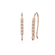 Load image into Gallery viewer, 1 Diamond Set Ear Wires Finding 16.45mm 21 GAUGE 14k 18k Solid Gold Brilliant Round Diamond Earring - Jalvi & Co.