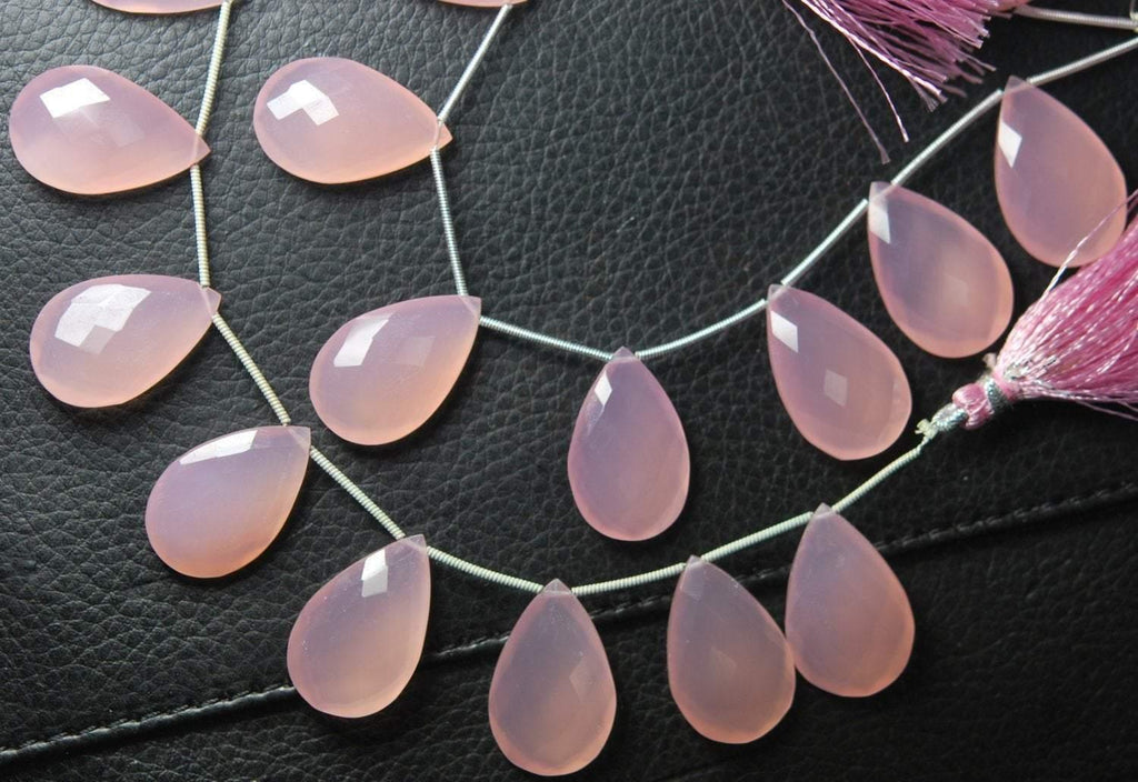1 Match Pair -Aaa Rose Pink Chalcedony Faceted Pear Briolettes 30mm Large Size Calibrated Size - Jalvi & Co.