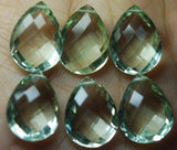 1 Match Pair Green Amethyst Faceted Pear Shape Briolettes Calibrated Size 10X14mm