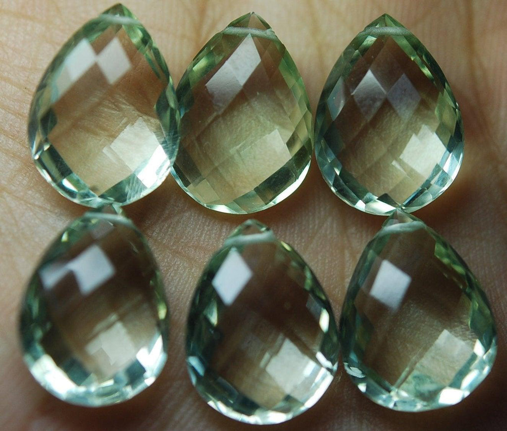1 Match Pair Green Amethyst Faceted Pear Shape Briolettes Calibrated Size 10X14mm - Jalvi & Co.