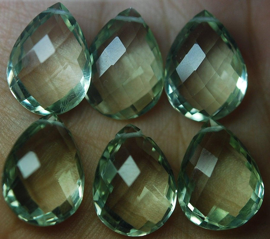 1 Match Pair Green Amethyst Faceted Pear Shape Briolettes Calibrated Size 10X14mm - Jalvi & Co.