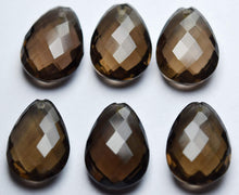Load image into Gallery viewer, 1 Match Pair, Half Drill, Natural Smoky Quartz Faceted Pear Briolettes Calibrated Size 13X18mm - Jalvi &amp; Co.