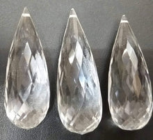 Load image into Gallery viewer, 1 Match Pair, Super Rare Aaa Rock Crystal Faceted Long Drops Briolettes Calibrated Size 12X34mm - Jalvi &amp; Co.