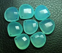 Load image into Gallery viewer, 1 Matched Pair, Aaa Quality, Front Drilled Aqua Chalcedony Faceted Heart Shape Briolettes 14mm - Jalvi &amp; Co.