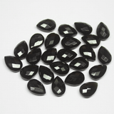 1 matching pair Natural Black Onyx Faceted Pear Drops Briolette Gemstone Beads 25x15mm