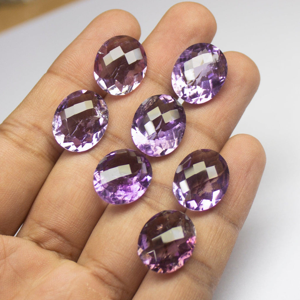 1 matching pair Natural Pink Amethyst Faceted Oval Cut Shape Loose Gemstone 17x14mm - Jalvi & Co.