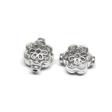 10 Floral Spacer Beads Antique Silver Tone Flower Bead - SC154