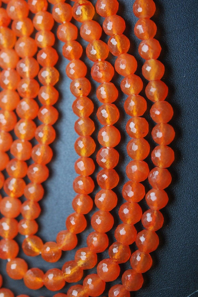10 Inch Strand, Very Rare, Finest Carnelian Micro Faceted Balls Beads, 8mm - Jalvi & Co.