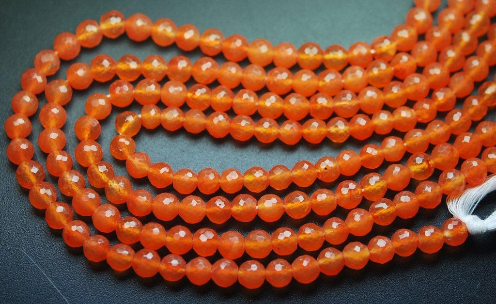 10 Inch Strand, Very Rare, Finest Carnelian Micro Faceted Balls Beads, 8mm - Jalvi & Co.