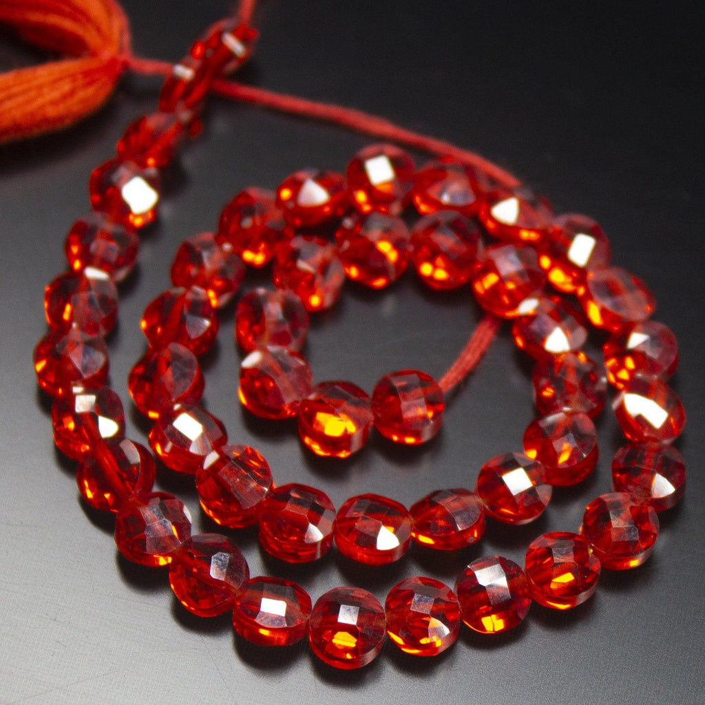 10 inches, 5mm, Red Zircon Faceted Coin Briolette Beads Strand, Zircon Beads - Jalvi & Co.