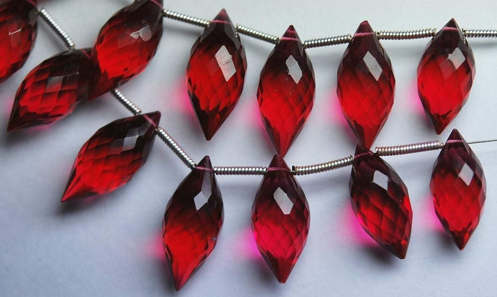 10 Pcs.Pink Ruby Quartz Faceted Super Rare Dew Tear Drops Shape Briolettes 16-17mm - Jalvi & Co.