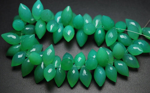 10 Pcs,Super Finest,Super Rare Shape,Chrysoprase Chalcedony Faceted Dew Drops Briolettes 10-12mm Large Size - Jalvi & Co.